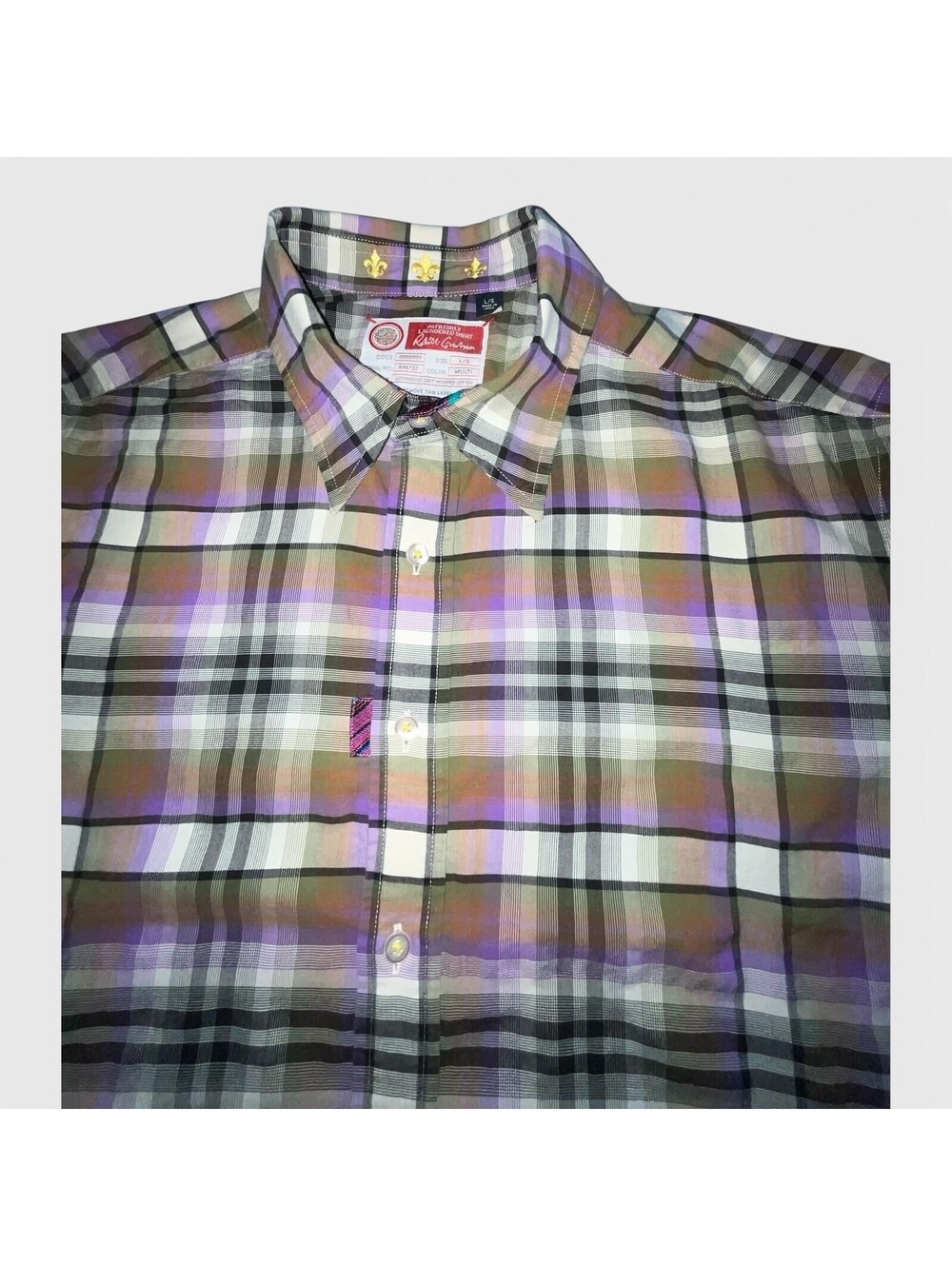 Robert Graham Plaid Button Down Shirt Men’s Large Purple Tailored Fit